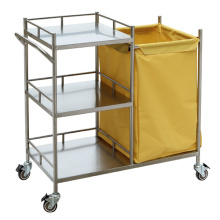 Stainless Steel Hospital Medical Trolley with Laundry Bag